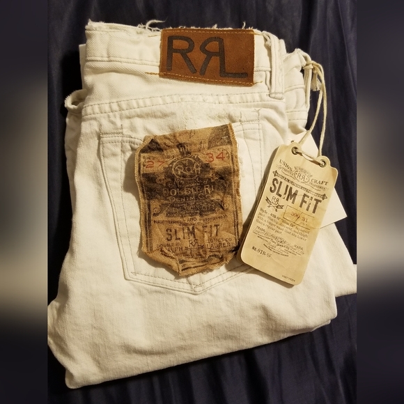 Ralph Lauren Slim Fit NWT White RRL 27x34 Vintage Distressed - Picture 1 of 17